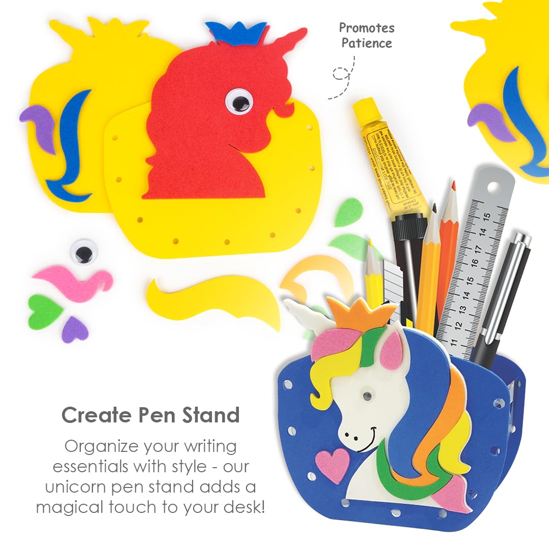 Arjoos | Unicorn Craft Kit 3 in 1 | EVA DIY Kit to Make Pen Stand | Wind Chime & Eye Mask STEAM Powered Art & Craft for Kids| Birthday Gift For Kids 5+ Years