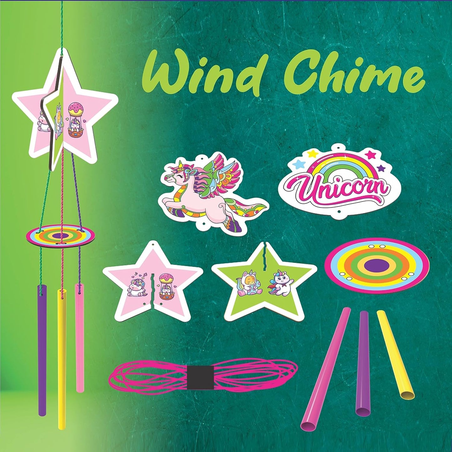 Arjoos | Unicorn Craft Kit 3 in 1 | EVA DIY Kit to Make Pen Stand | Wind Chime & Eye Mask STEAM Powered Art & Craft for Kids| Birthday Gift For Kids 5+ Years