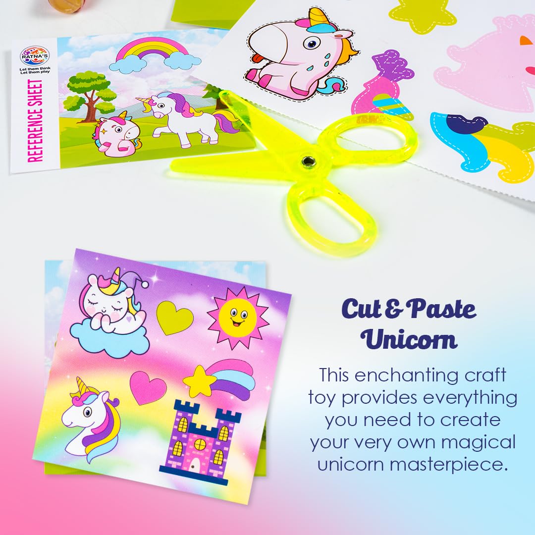 Arjoos | Unicorn Cut & Paste Art & Craft DIY Kit Preschool Activity for Kids & Todllers | Birthday Gifts for Kids - Pack of 1 - ( Ages - 3+ )