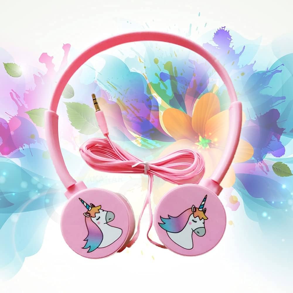 Arjoos | Trendy Unicorn Kids Headphones for Girls Kids Teens | Wired Headphones for Kids with Comfortable Headband | 3.5mm Jack and Over The Ear Headset Mic for School Online Classes and Best Gift Item | Multi-Colour variant