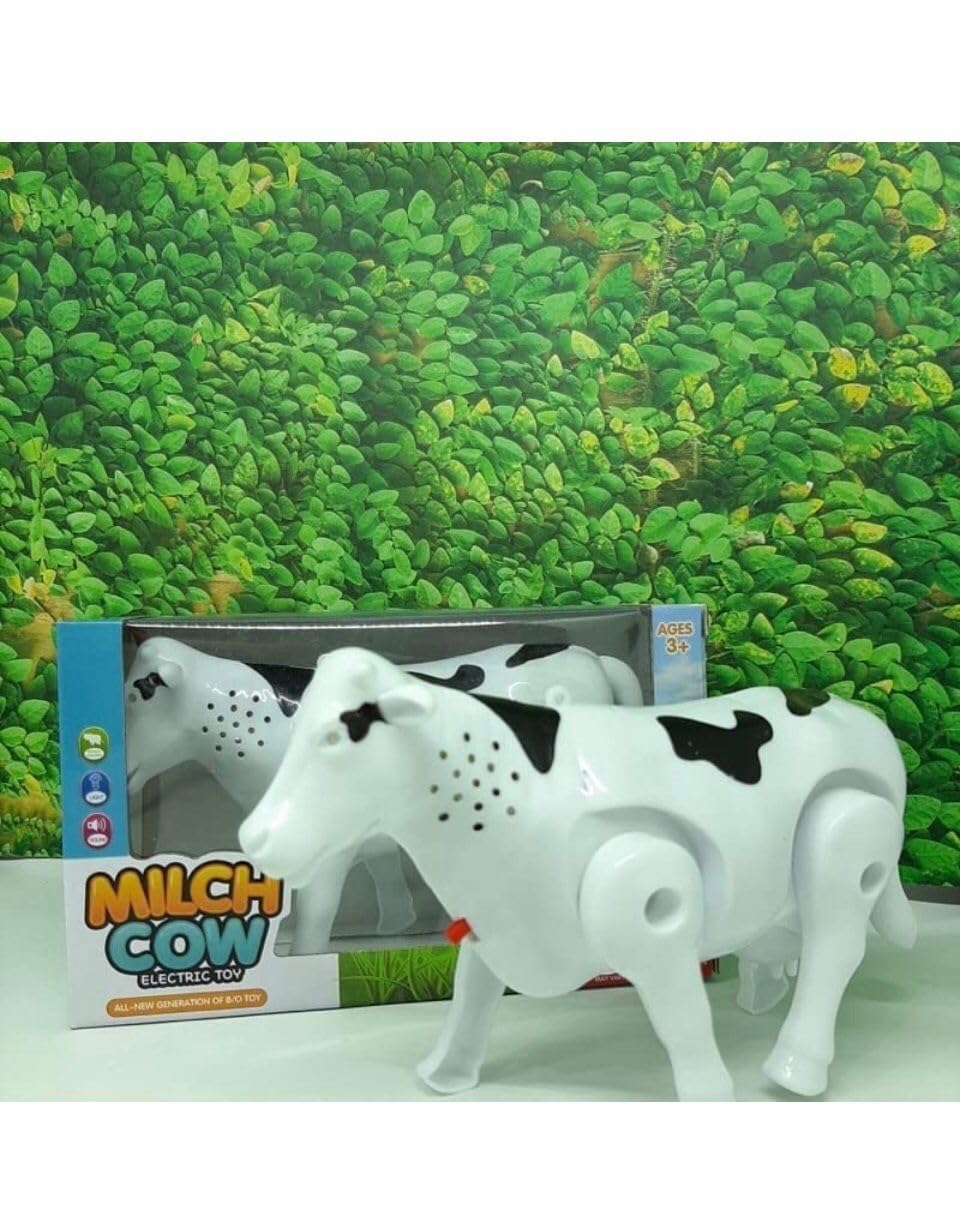 Arjoos | Walking Cow Toy for Kids – Moves Legs, Wags Tail, Makes Sounds & Lights Up | Funny Electronic Animal Toy – Multicolor | Birthday return Gifts for kids - pack of 1