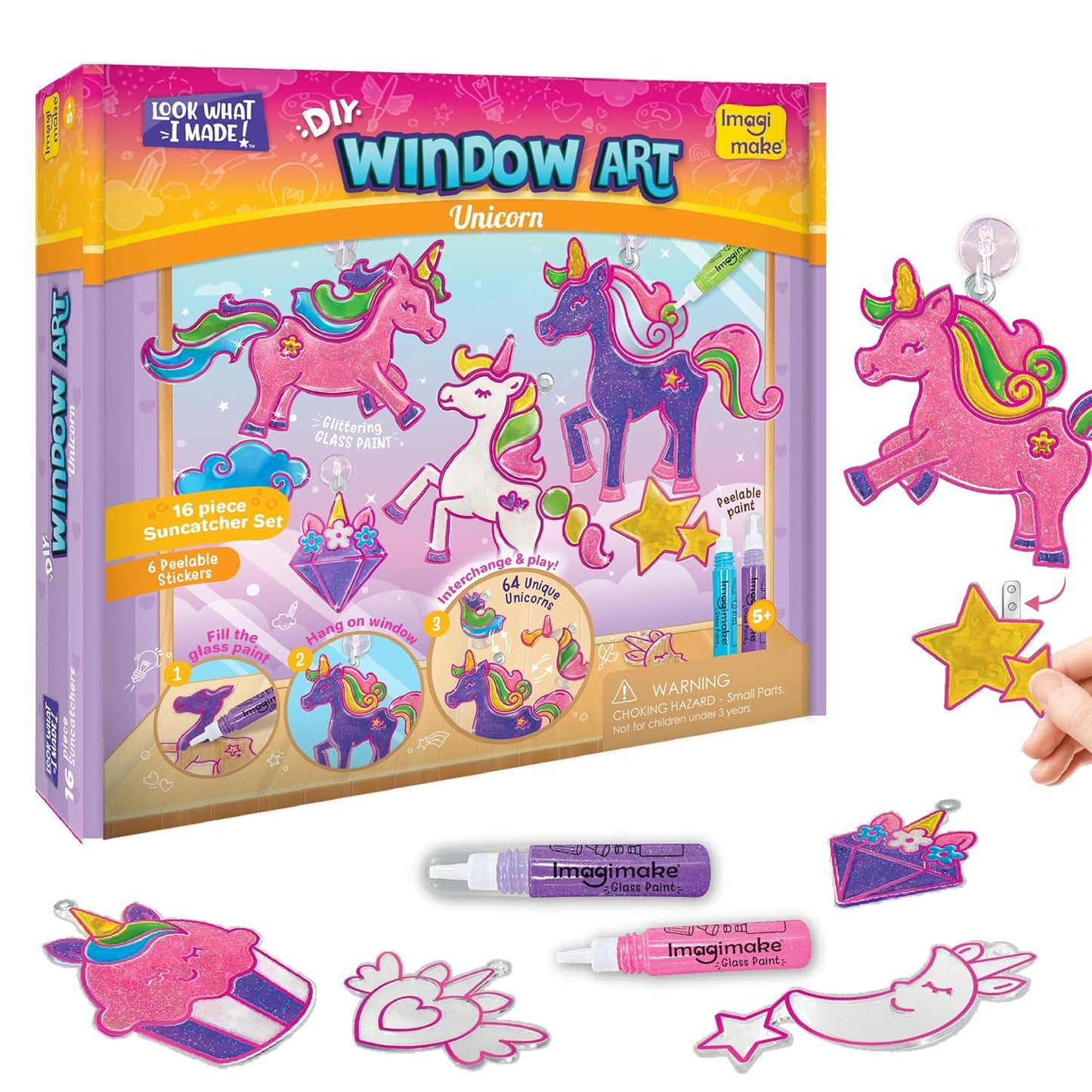 Arjoos | Window Art Unicorn - Glass Painting Kit | Art And Craft Kit For Girls , Sun Catcher Kit | Unicorn Gifts For Girls | Birthday Gift For Girls 5+ Years