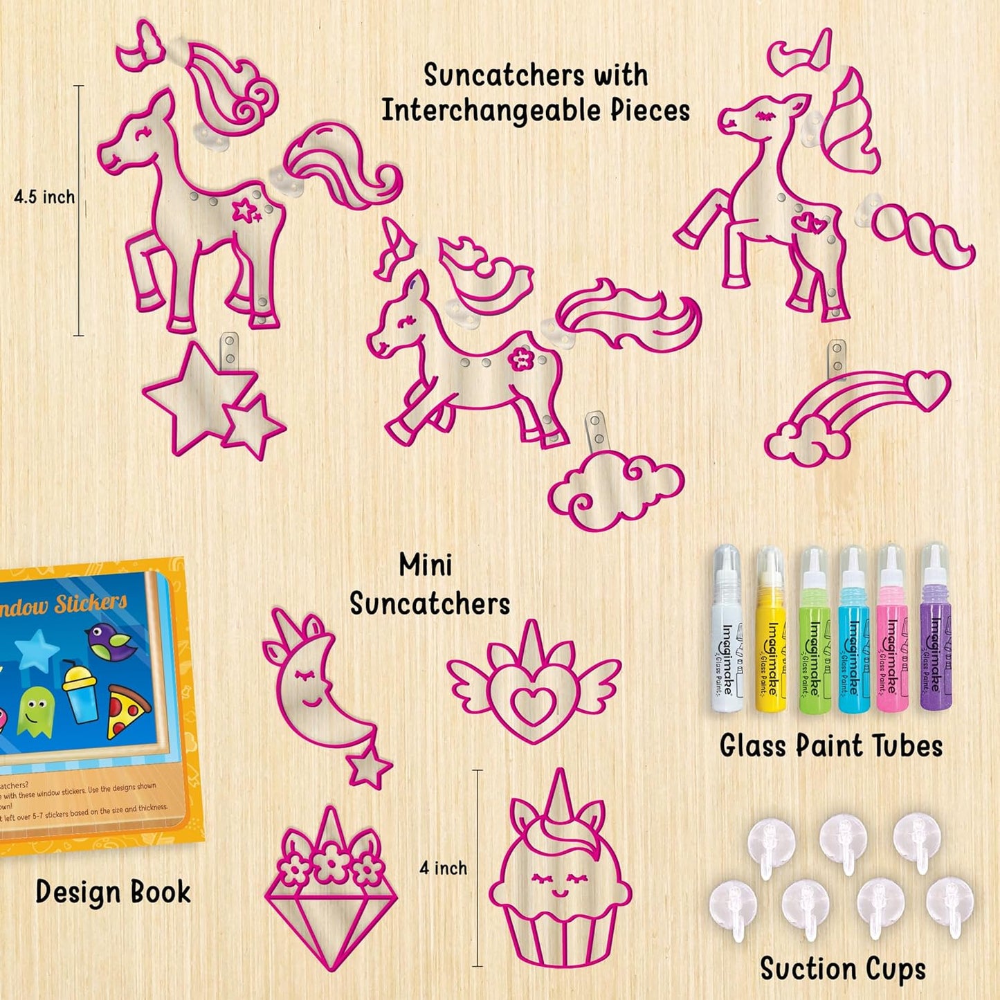 Arjoos | Window Art Unicorn - Glass Painting Kit | Art And Craft Kit For Girls , Sun Catcher Kit | Unicorn Gifts For Girls | Birthday Gift For Girls 5+ Years