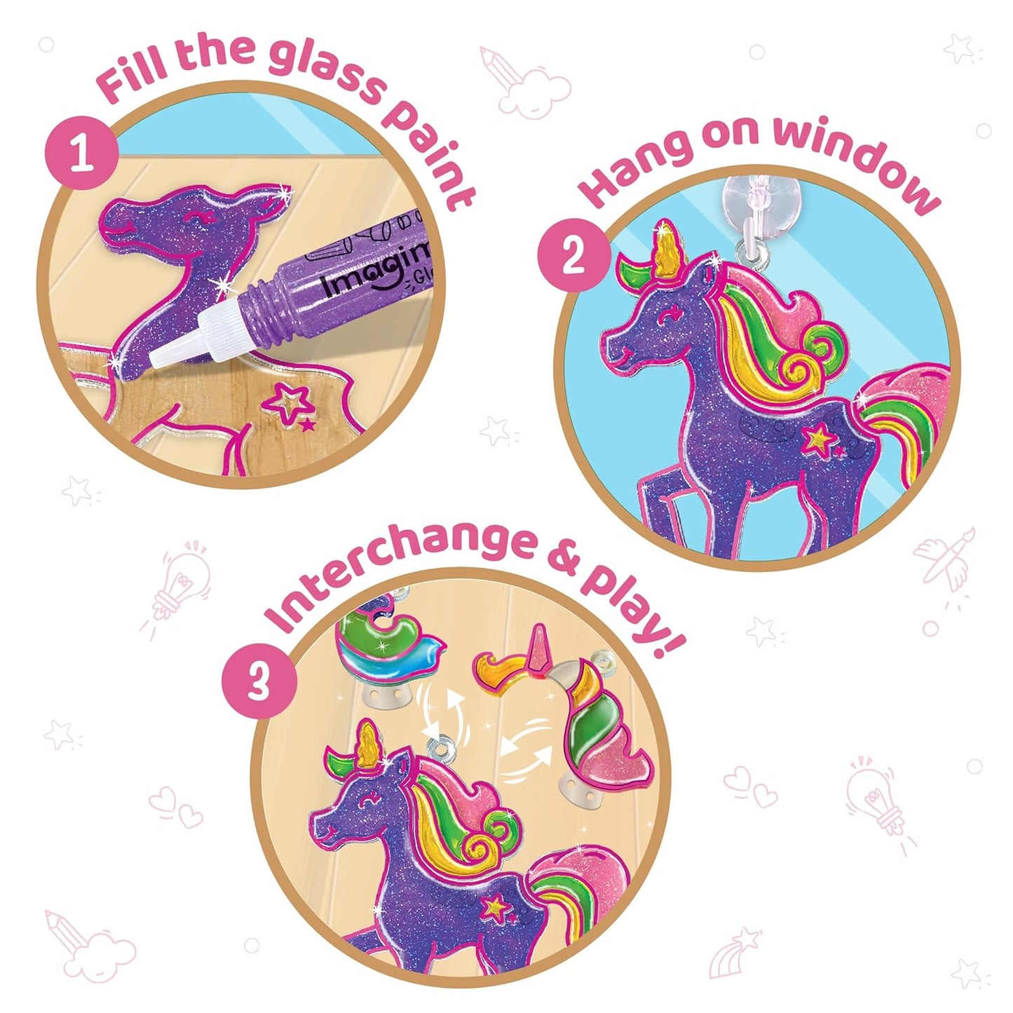 Arjoos | Window Art Unicorn - Glass Painting Kit | Art And Craft Kit For Girls , Sun Catcher Kit | Unicorn Gifts For Girls | Birthday Gift For Girls 5+ Years