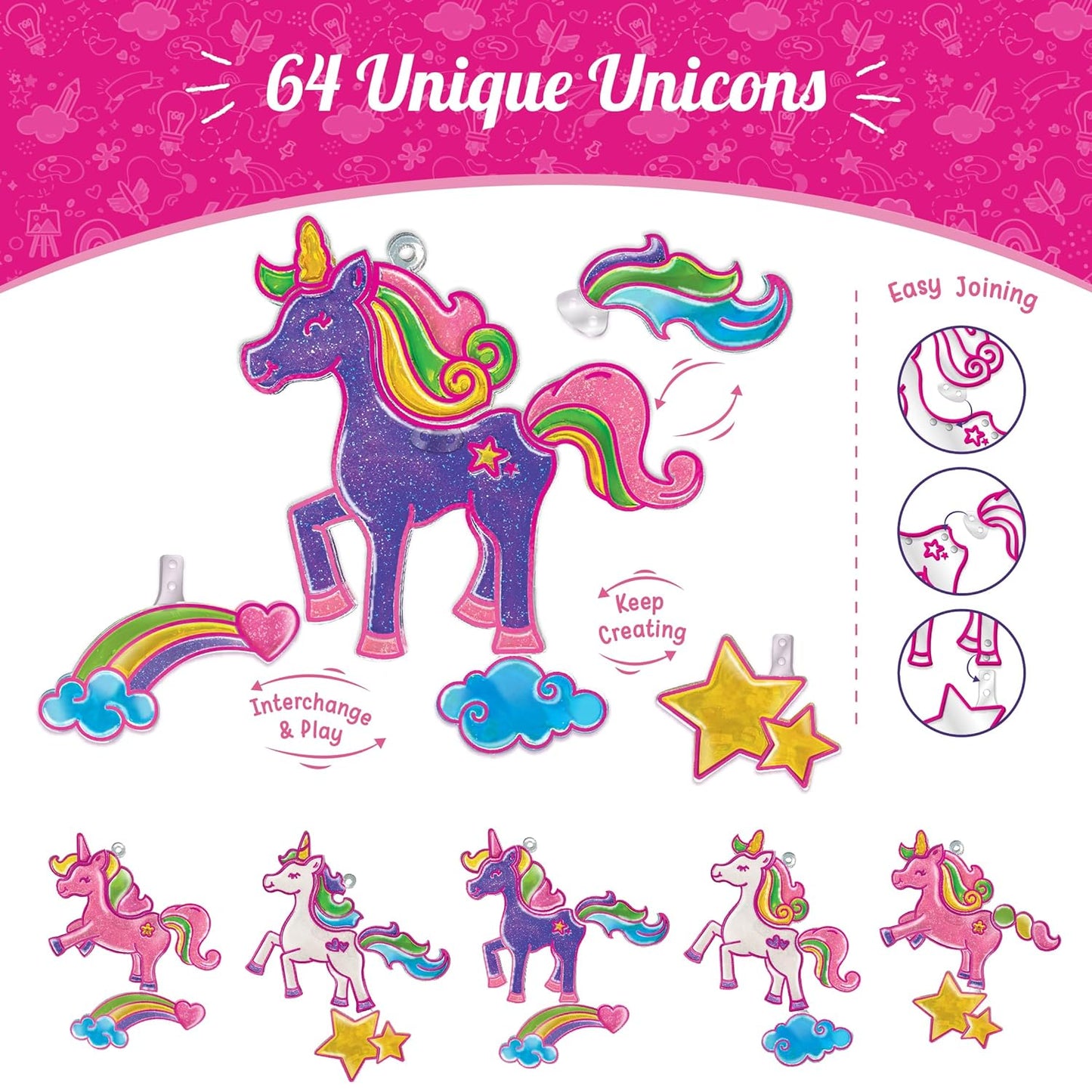 Arjoos | Window Art Unicorn - Glass Painting Kit | Art And Craft Kit For Girls , Sun Catcher Kit | Unicorn Gifts For Girls | Birthday Gift For Girls 5+ Years