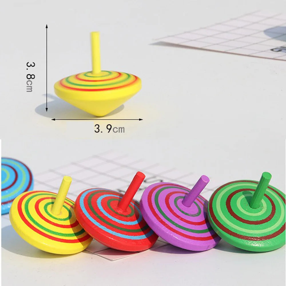 Arjoos | Wooden Spinning Top | Colorful Handmade Painted Wood Spinning Top Toy | Desktop Flat Wooden Peg-Top Gyro Toy Children Kids Gift for Kids Children | Return Gift For Kids - ( Pack of 1 , Multicolour )