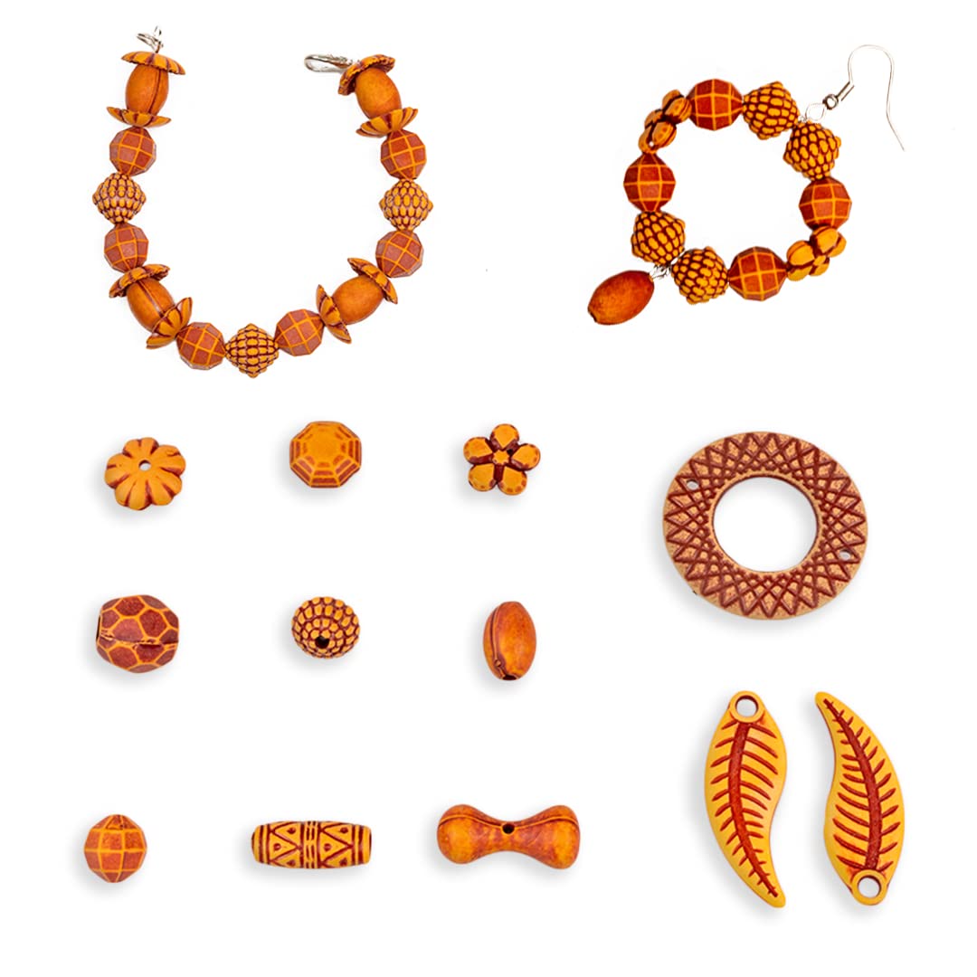 Arjoos | Wooden Beads Jewellery - Senior | Art & Craft DIY Kit | for Girls to Make Necklaces, Earnings, Bracelets | Birthday Gifts for Kids - Age - 3+Years
