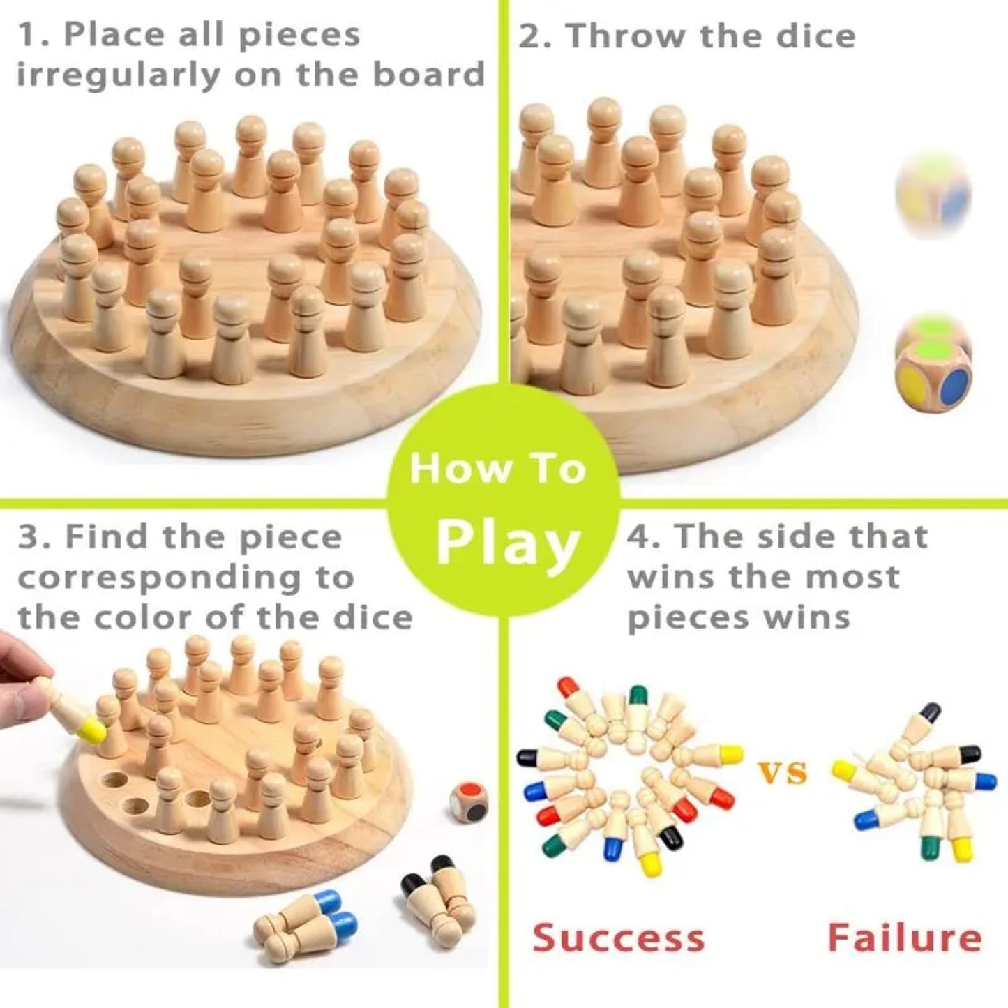 Arjoos | Children Wooden Memory Matchstick Chess Game | Educational Intelligent Logic Game | Brainteaser Kid Intelligence IQ Brain Teaser Game | Birthday Gifts for Kids - Pack of 1 - ( Ages - 3+ )