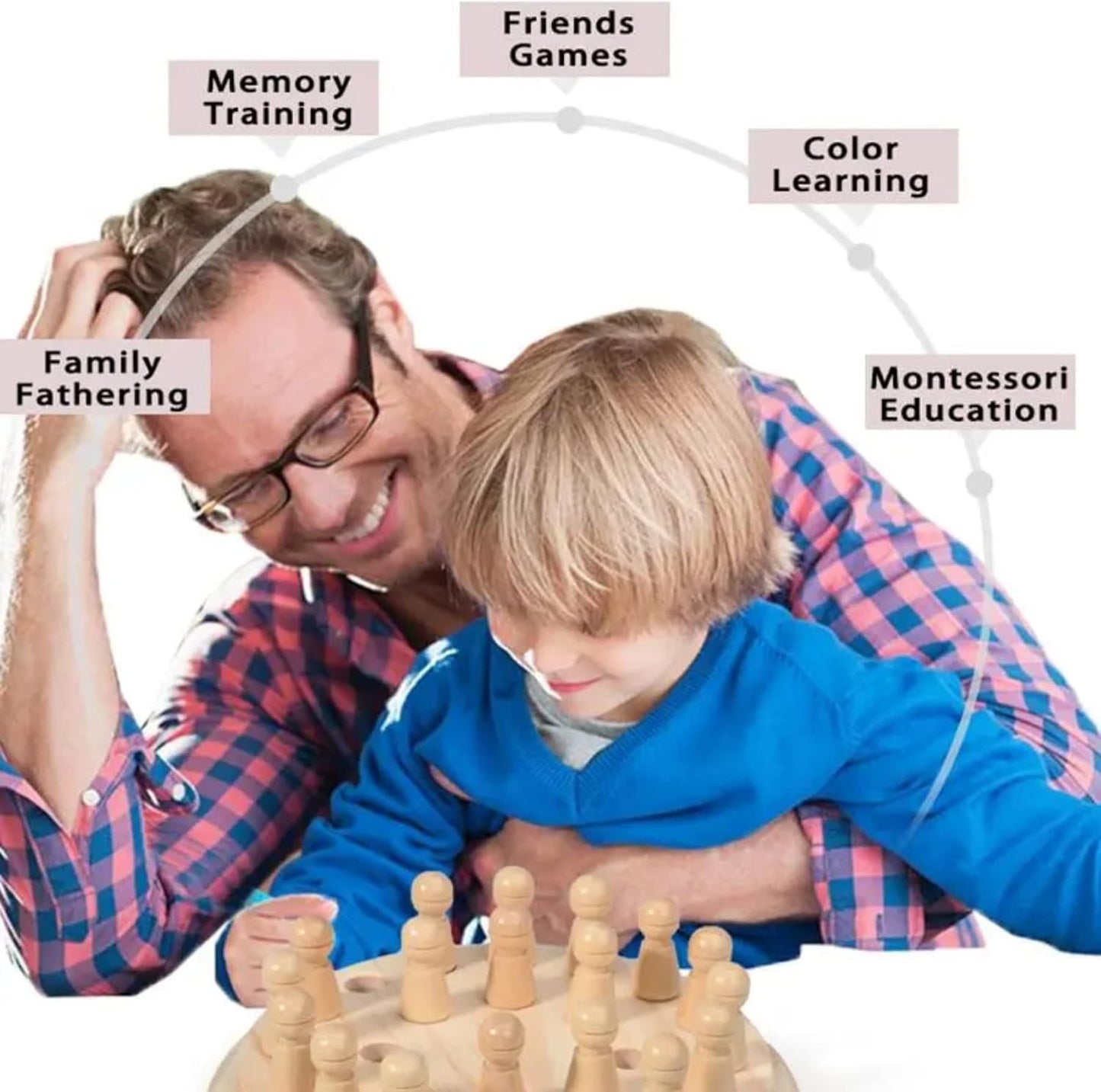 Arjoos | Children Wooden Memory Matchstick Chess Game | Educational Intelligent Logic Game | Brainteaser Kid Intelligence IQ Brain Teaser Game | Birthday Gifts for Kids - Pack of 1 - ( Ages - 3+ )