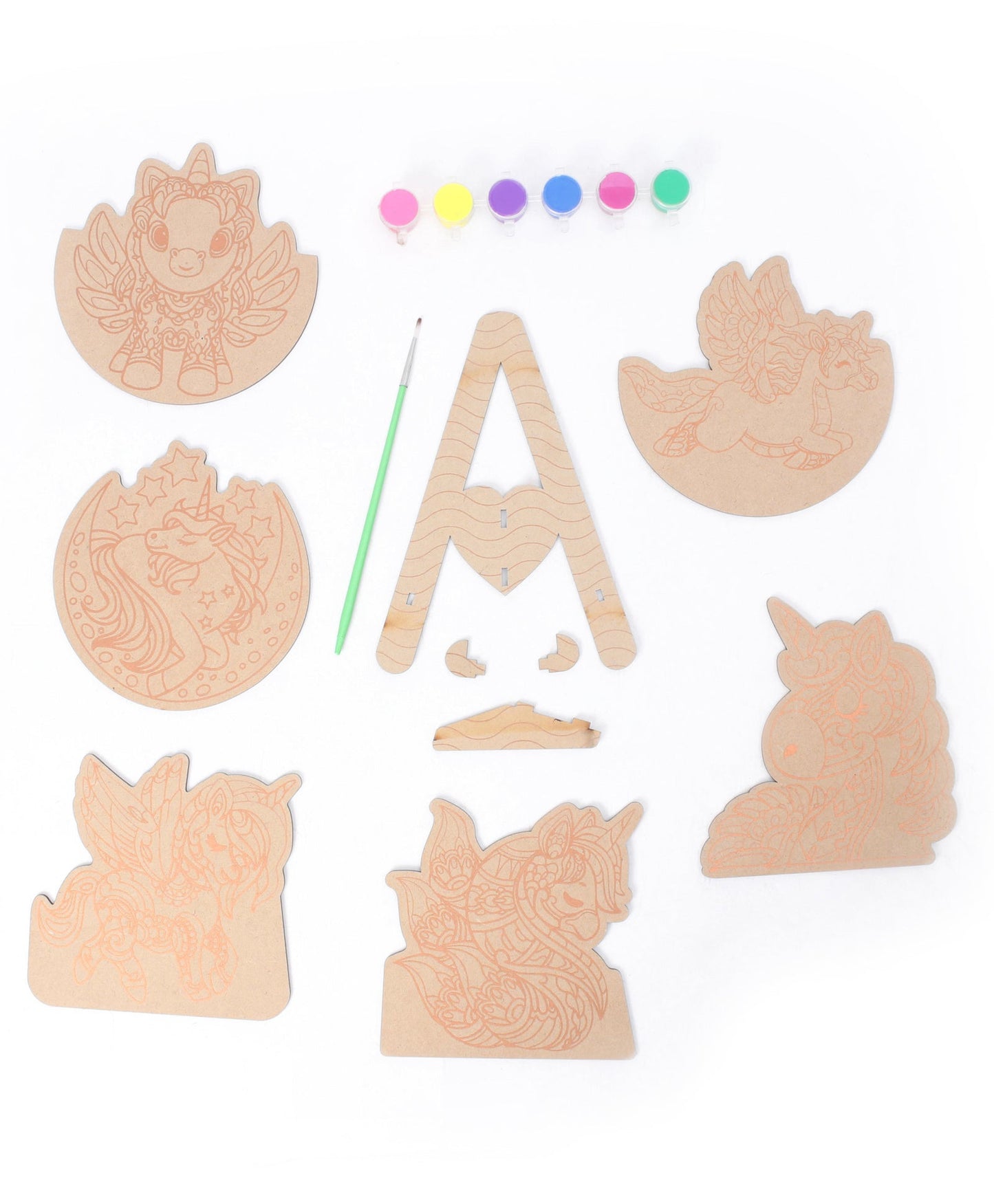 Arjoos | Wooden Unicorn Mandala Art Kit | Expand Your Creative Skills | MDF Printed Boards With Ease | Birthday Gifts for Kids - Age - 5+Years