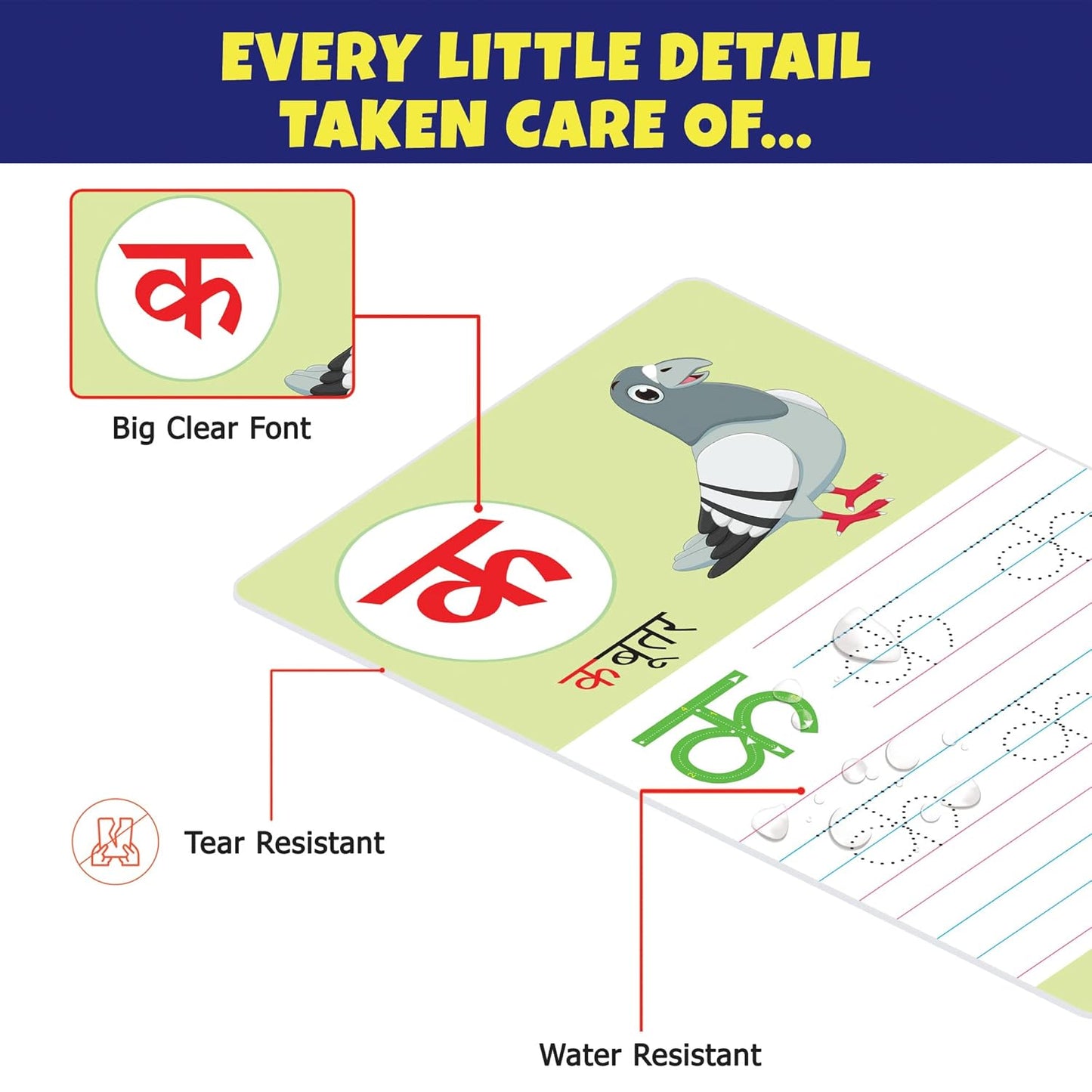 Arjoos | Write & Wipe Flash Cards: Hindi Varnamala (Ka Kha Ga) | 32 Reusable Cards with Marker Pen | Gifts, Travel Toy & Preschool Learning for Kids - Age - 3+Years