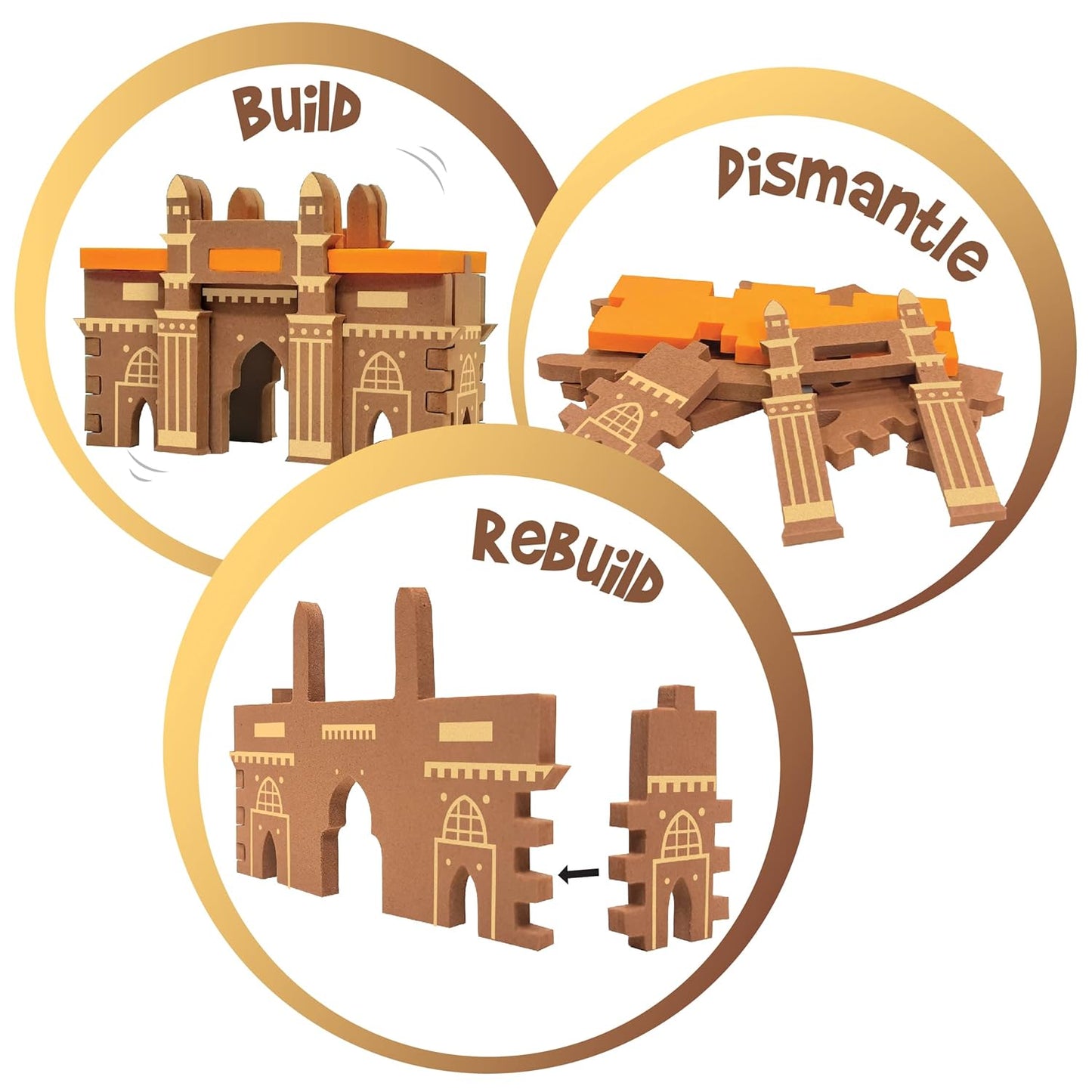 Arjoos | Mapology Monuments of India - Red Fort & Hawa Mahal | Construction Set | Educational Toy for Boys & Girls | Birthday Return Gift for Kids - ( Age 5+ ).