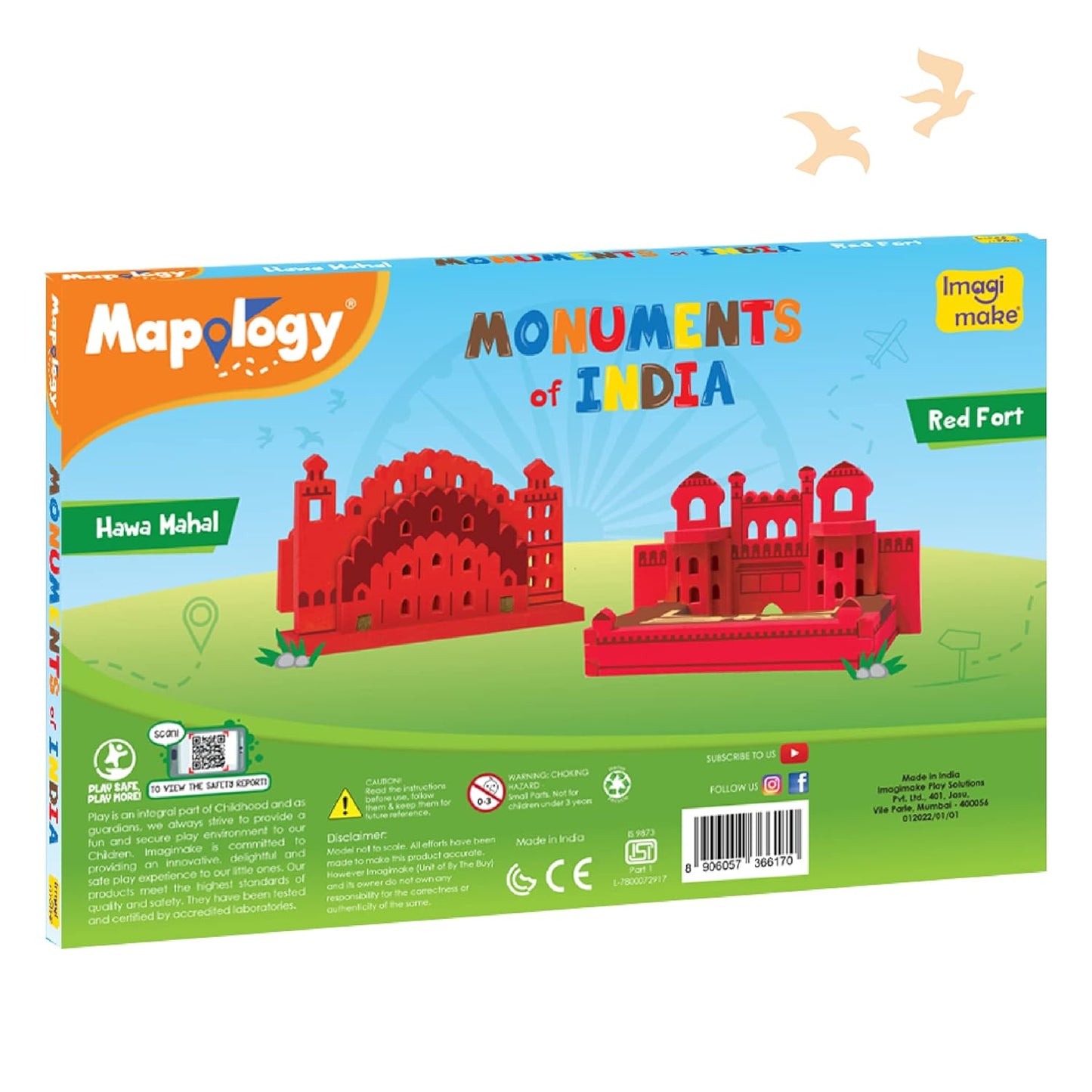 Arjoos | Mapology Monuments of India - Red Fort & Hawa Mahal | Construction Set | Educational Toy for Boys & Girls | Birthday Return Gift for Kids - ( Age 5+ ).