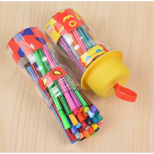 Arjoos | π Superhero Color Marker Pens π Kids Children Coloring Stationary Pen π 12 Coloring Markers/ Set l Spiderman Transformer Batman Captain America l Children Day Gifts l Goodie Bag l Spiderman Birthday Party