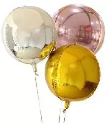 Arjoos | Solid 4D 18 Inch" Silver Gold & Rose Gold Round Foil Balloon , Balloon for Birthday Parties, Celebrations, and Events | Party supplies Kit For Birthday Parties - ( Pack of 1 , Multicolour )
