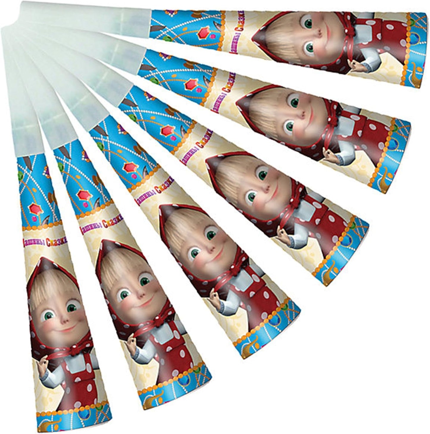 Arjoos | pipe whistle Children's Holiday Party Whistle Masha and the Bear Theme Printed - 6pcs | Party supplies Kit For Birthday Parties - ( Pack of 1 , Multicolour )