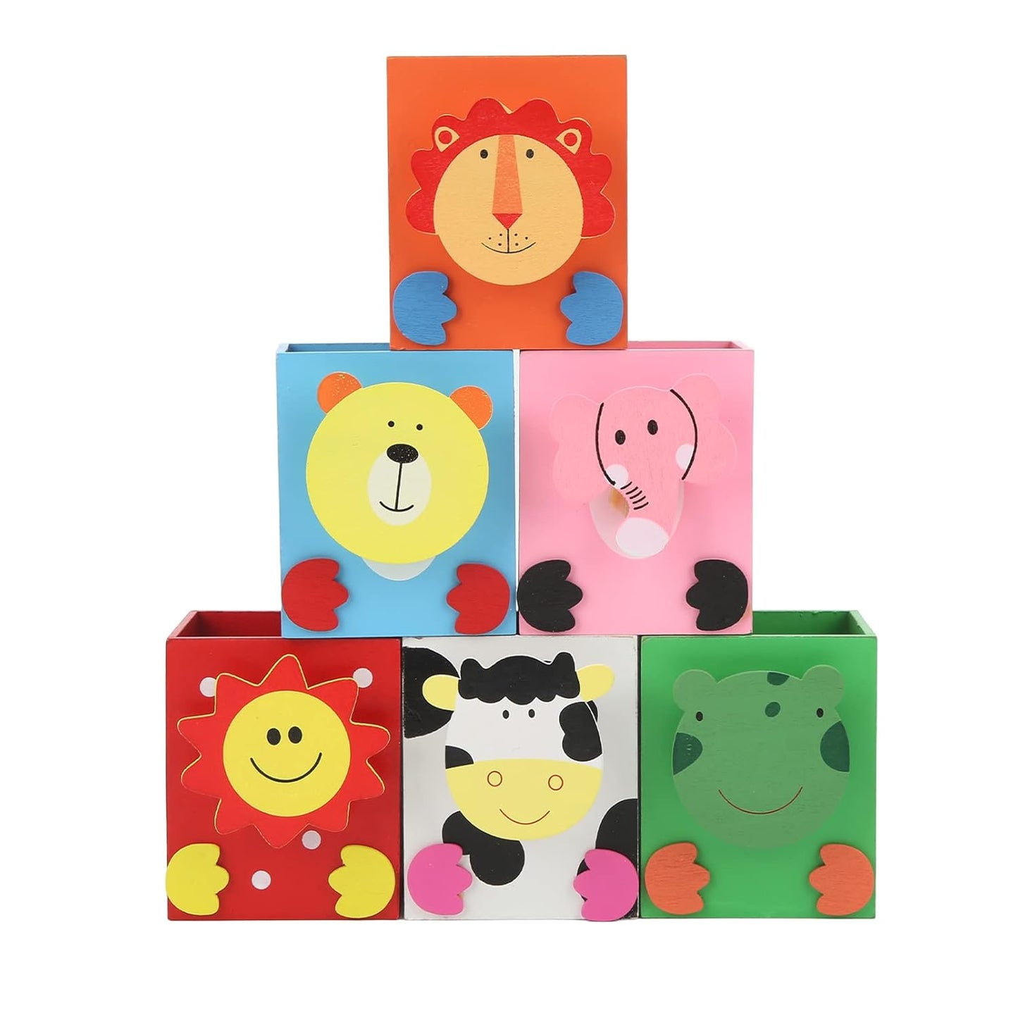 Arjoos |Wooden Pen Holder, Pen Holder Colorful Desk Organizer Multipurpose Cute Cartoon for Home