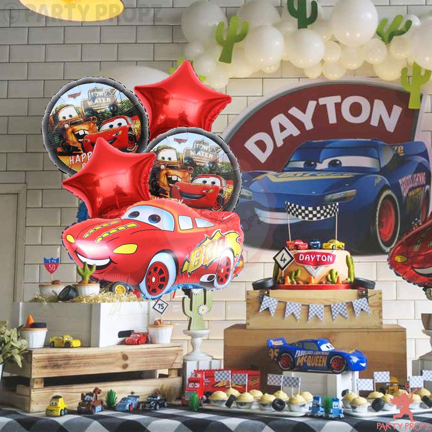 Arjoos | Car Theme Birthday Decoration | Foil Balloon Bouquet Set Of 5