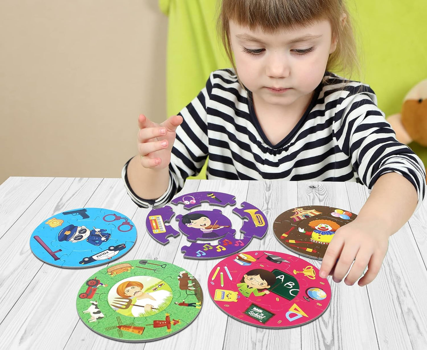 Arjoos | Eduketive WHO AM I - Educational Puzzle Learn About 12 Professions Both Sided Printed - 30 Pieces Puzzle