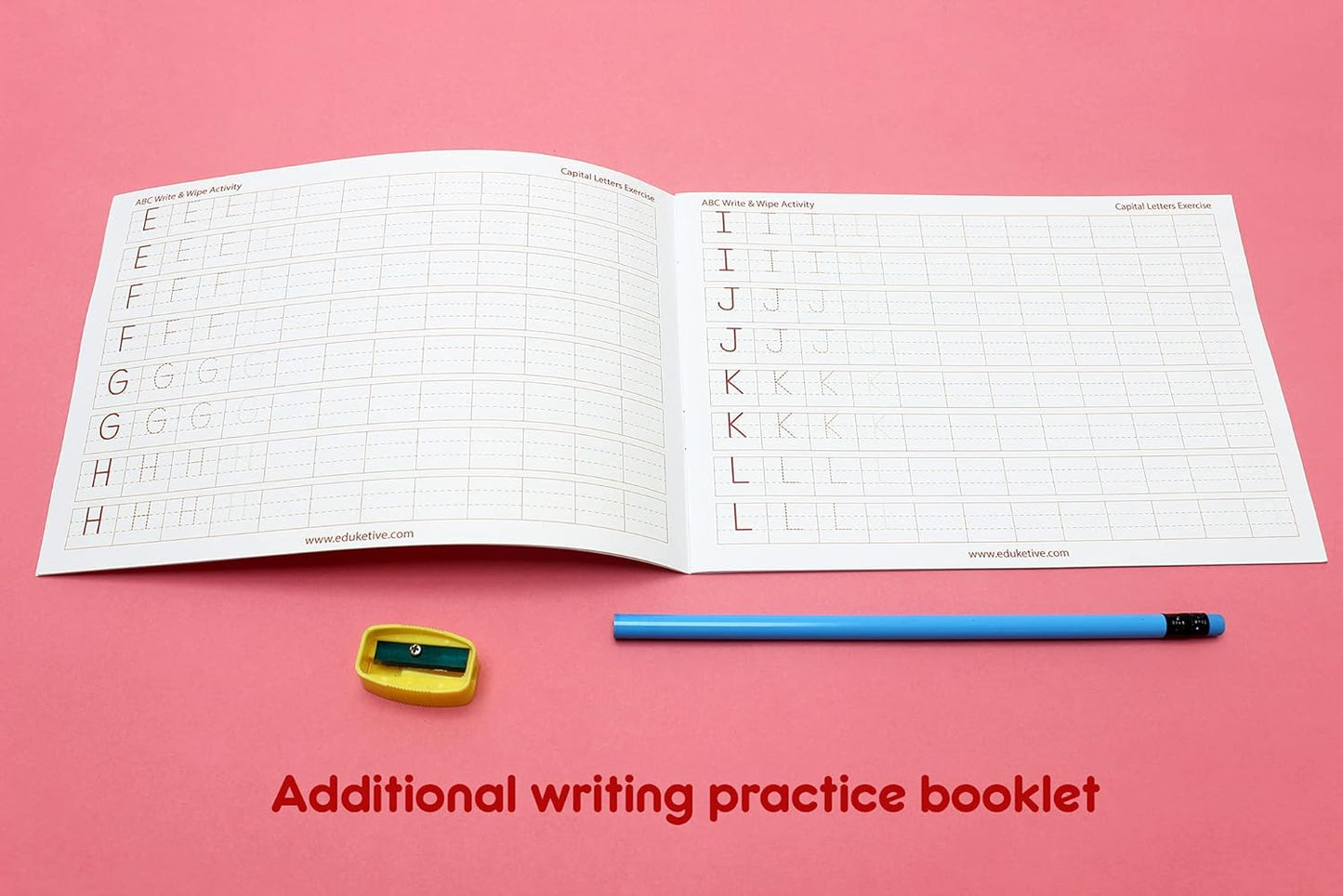 Arjoos | Eduketive - ABC Letters Write & Wipe Reusable Activity Cards | Writing Practice & Preschool Learning Educational Game with Exercise Book | Ages ( 3-6 yrs )