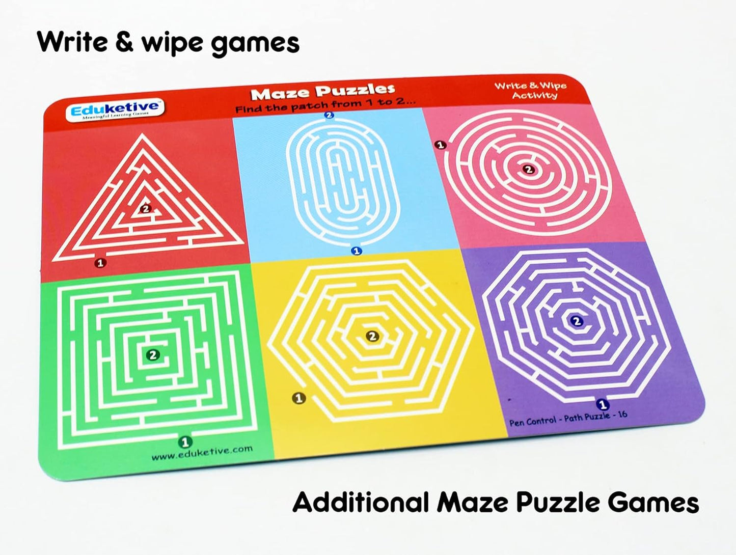 Arjoos | Eduketive - Pen Control Write & Wipe Reusable Activity Cards | Writing Practice & Preschool Learning Educational Game with Exercise Book | Ages ( 3-6 yrs )
