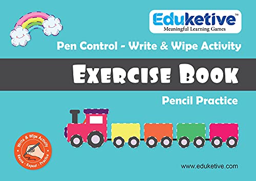 Arjoos | Eduketive - Pen Control Write & Wipe Reusable Activity Cards | Writing Practice & Preschool Learning Educational Game with Exercise Book | Ages ( 3-6 yrs )
