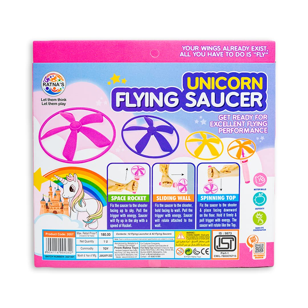 Arjoos | Flying Saucer Unicorn 3 in 1 | Indoor & Outdoor Toy Can Be Played as Space Rocket, Sliding Wall & Spinning TOP for Kids | Return Gifts for Kids - Pack of 1