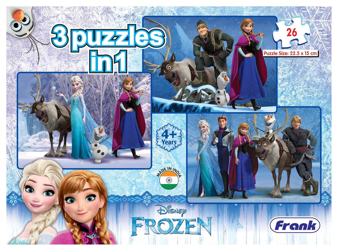 Arjoos | Disney's Frozen 3 in 1 Jigsaw Puzzle (78 Pieces) | Puzzles For Kids | Birthday Gifts for Kids - Pack of 1