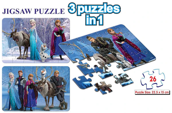 Arjoos | Disney's Frozen 3 in 1 Jigsaw Puzzle (78 Pieces) | Puzzles For Kids | Birthday Gifts for Kids - Pack of 1