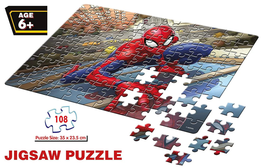 Arjoos | Marvel Spider-Man Jigsaw Puzzle (108 Pieces) for Kids Above 6+ Years