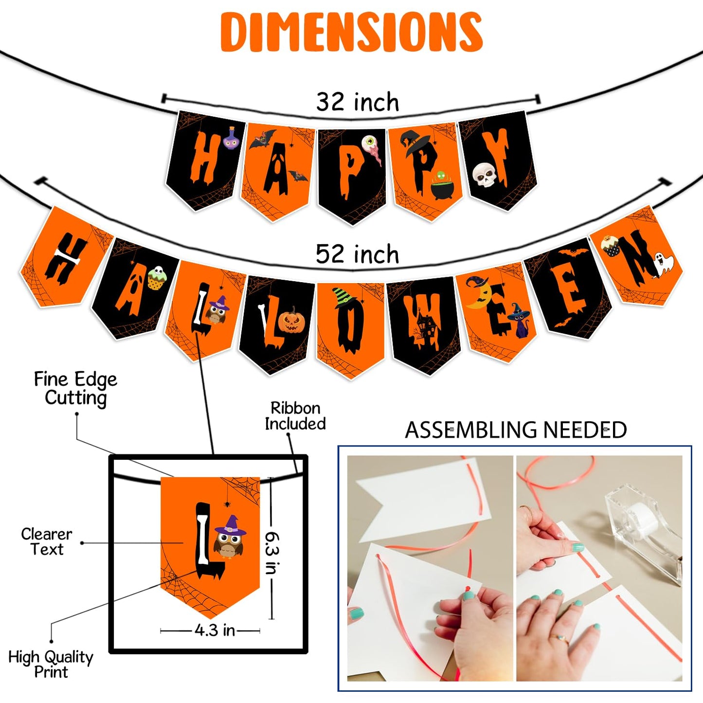 Arjoos | Happy Halloween Banner - Halloween Party Decorations Banner