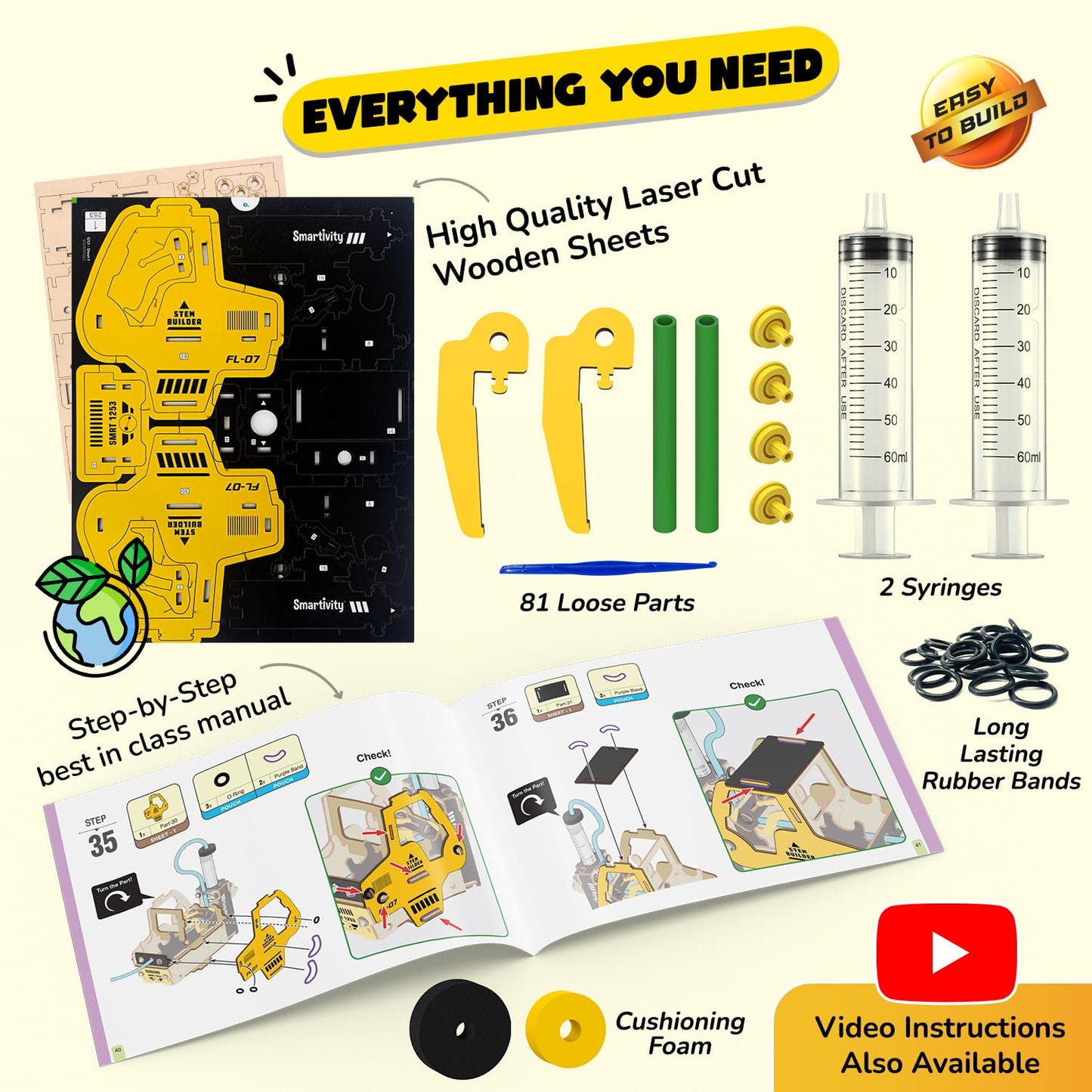 Arjoos | Hydraulic Forklift - Construction Toy Vehicle | Diy Stem Educational Science Toy | 6 - 14 years | Birthday Return Gift for Boys & Girls - Multicolour