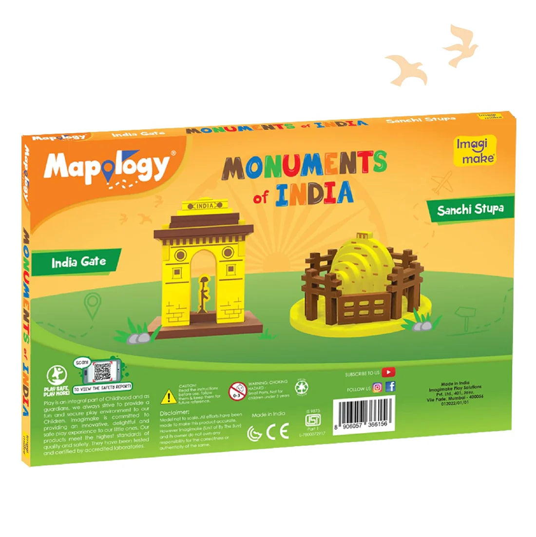 Arjoos | Imagimake Mapology Monuments Of India - Sanchi Stupa & India Gate - Construction Set | Birthday Gifts for Kids - Pack of 1 - ( Ages - 3+ )