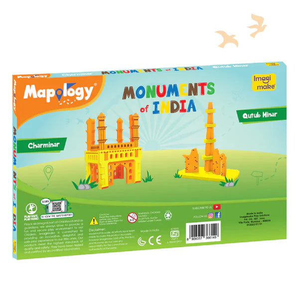 Arjoos | Imagimake - Mapology Monuments of India Charminar and Qutub Minar Construction Set | Birthday Gifts for Kids - Pack of 1