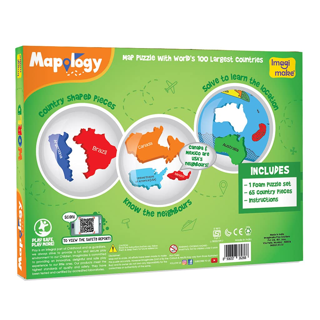 Arjoos | Mapology World - Map and Its Countries Puzzle | Learning Aid & Educational Toy | Jigsaw Puzzle | Gifts for Boys & Girls ( Ages 4+ )