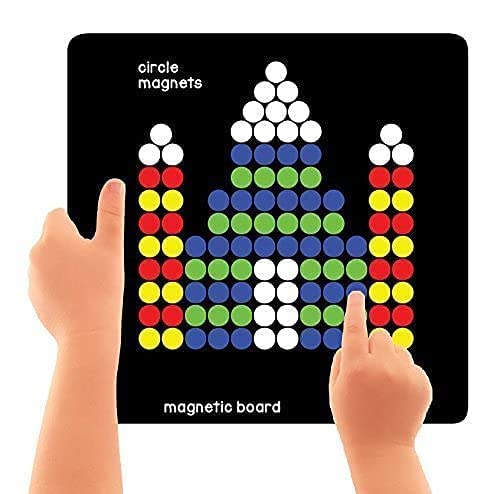 Arjoos | Magnetic Puzzles : Circles with 250 colorful magnets | magnetic board | 100 puzzles and display stand | Gift For Boys And Girls