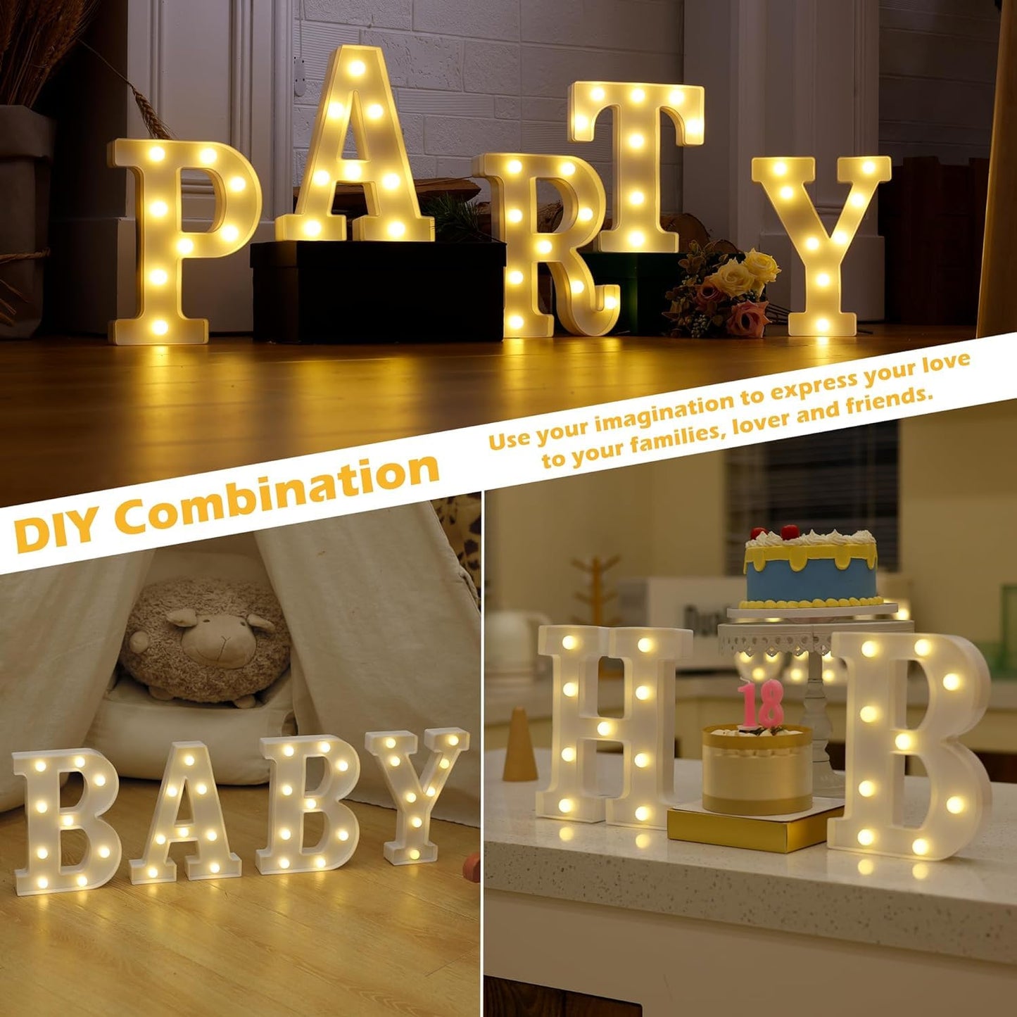 Arjoos | Marquee Number Alphabet LED Light for Room Decors | Decorations Led Letter Lights | Kids Room Decorations Items