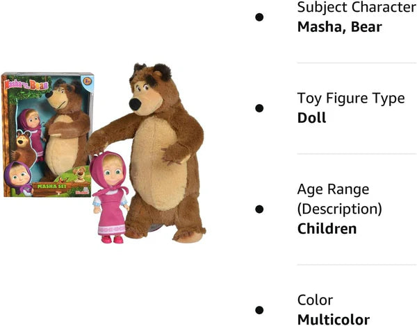 Arjoos | Masha And The Bear Doll - Masha Set | Toys For Kids | Birthday Gifts for Kids - Pack of 1