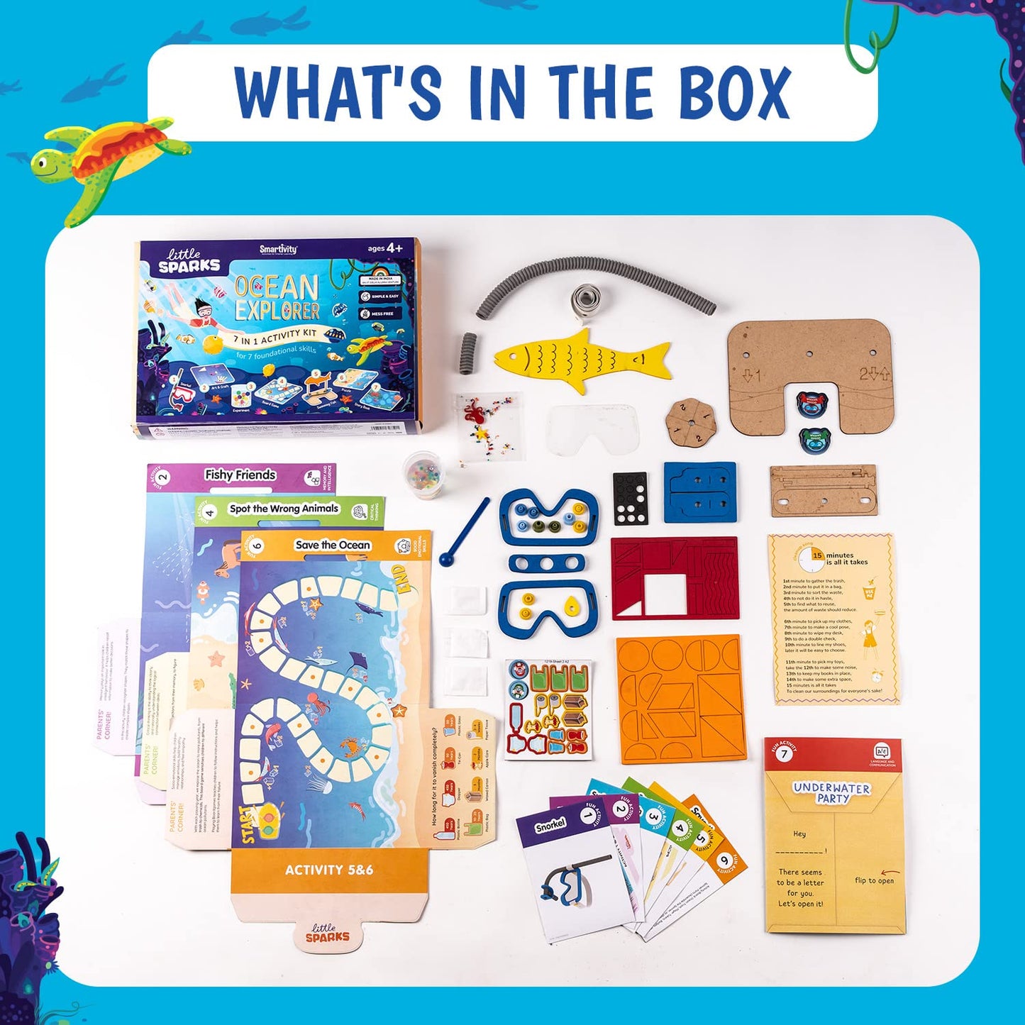 Arjoos | Ocean Explorer STEM Kit 7-in-1 | Educational Activity Kit for Kids, Build, Learn & Explore Ocean Life | Birthday Gifts for Kids - Pack of 1
