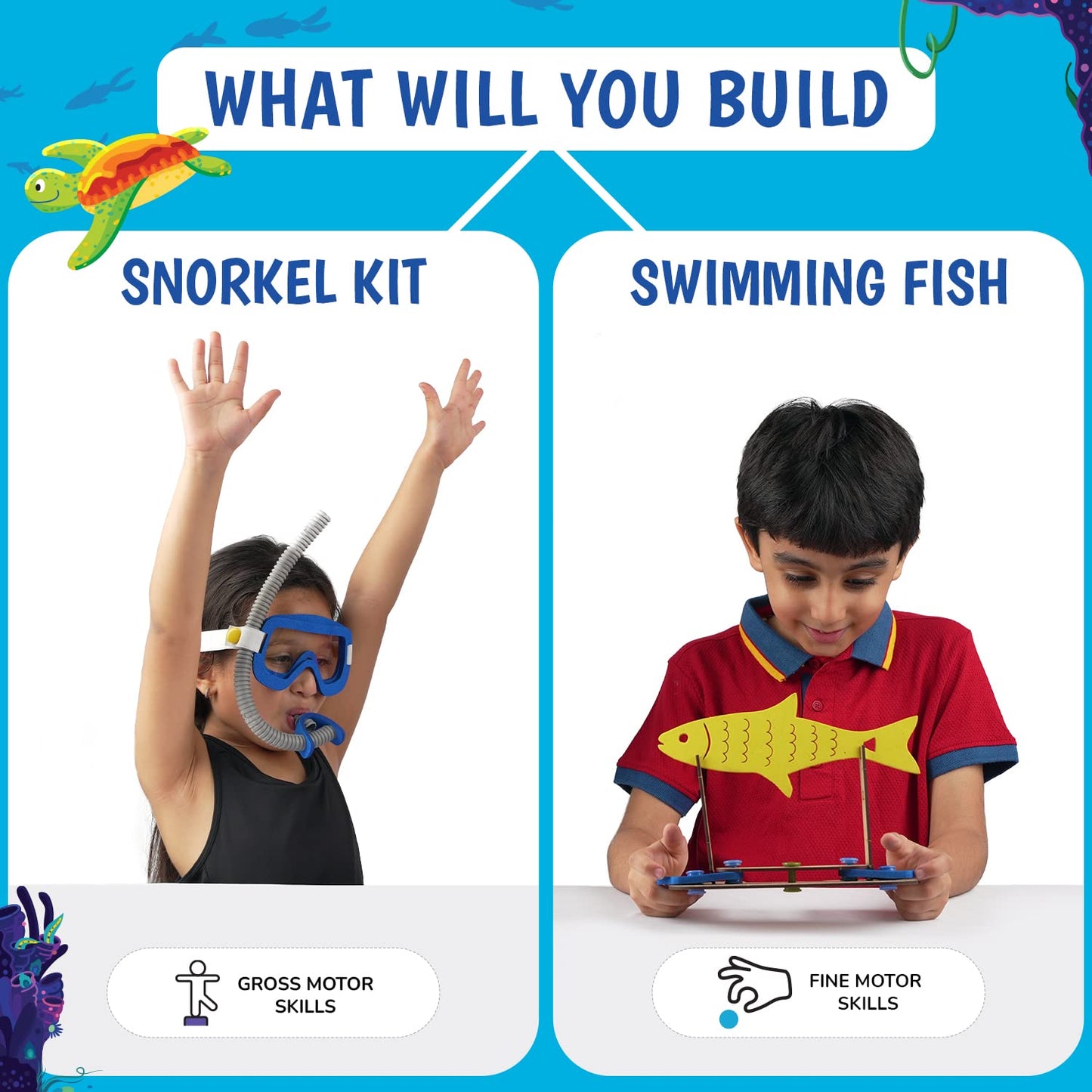 Arjoos | Ocean Explorer STEM Kit 7-in-1 | Educational Activity Kit for Kids, Build, Learn & Explore Ocean Life | Birthday Gifts for Kids - Pack of 1