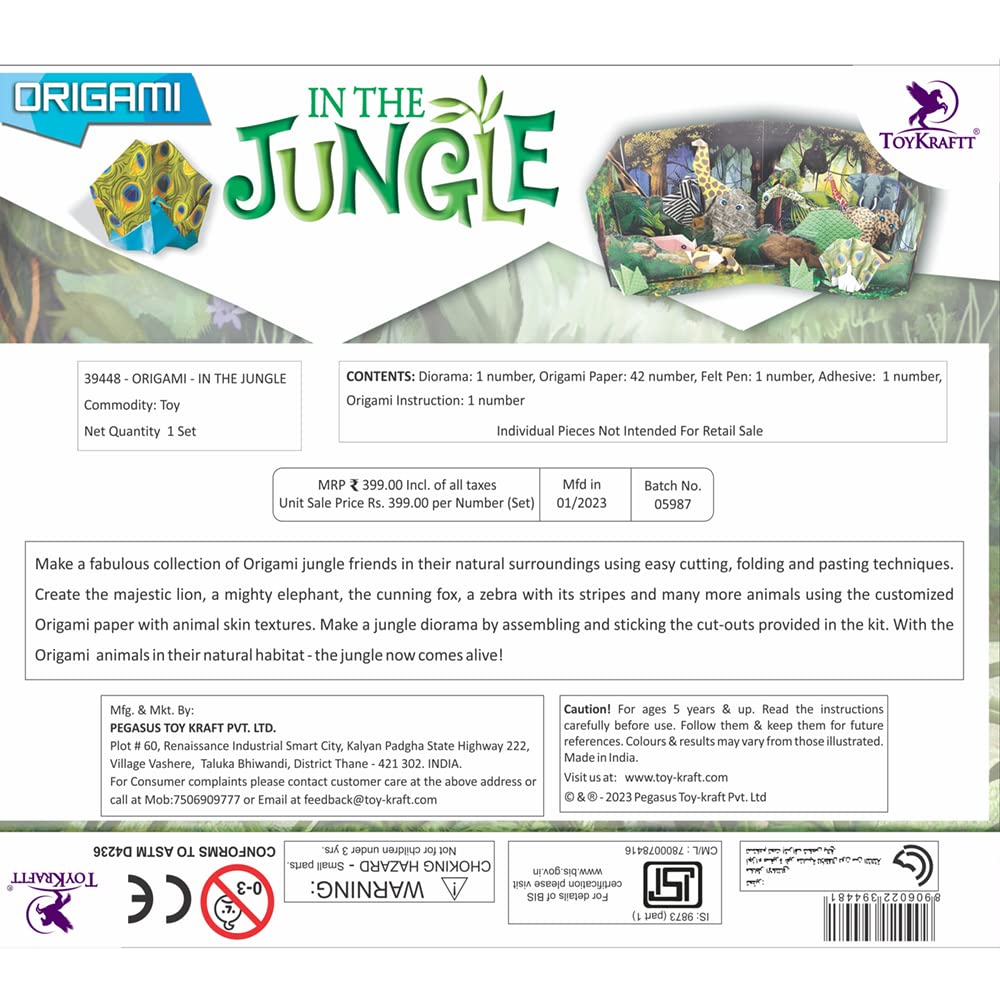 Arjoos | Origami In The Jungle | Craft Activity Kit for Kids | Paper Craft For Kids | Gift For Boys & Girls | Ages 5+ .
