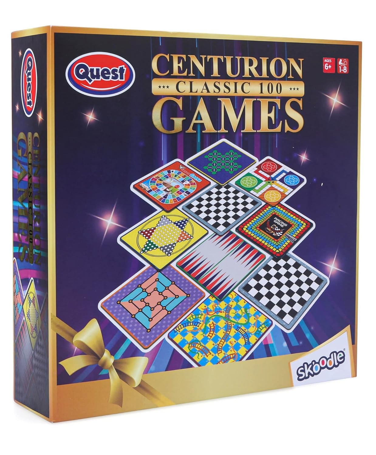 Arjoos | SKOODLE Quest Centurion 5 Double Sided 100 Classic Family Board Games - 3+Years , Multicolor .