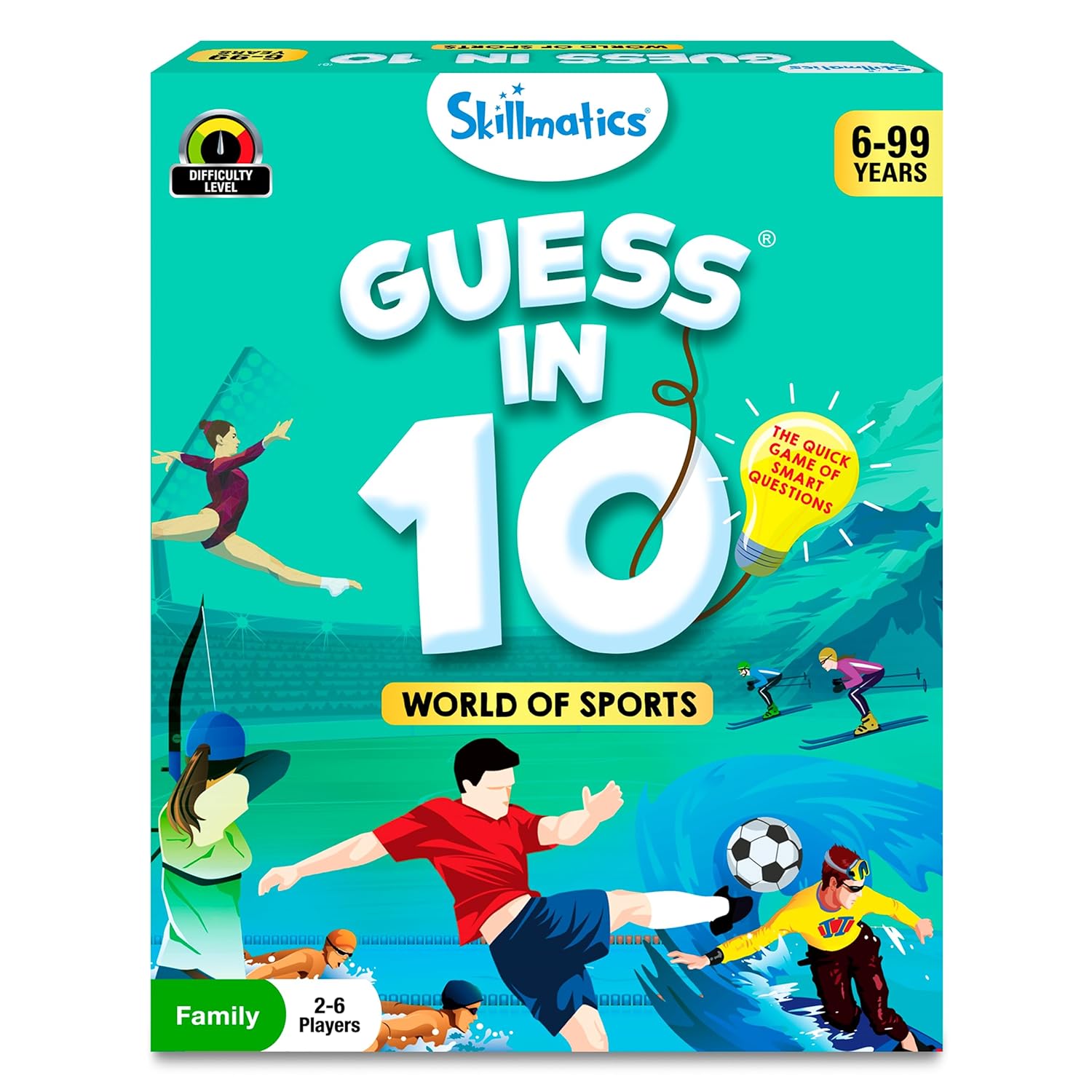 Arjoos Skillmatics Card Game Guess in 10 world of Sports, Perfect for Boys, Girls, Kids, and Families