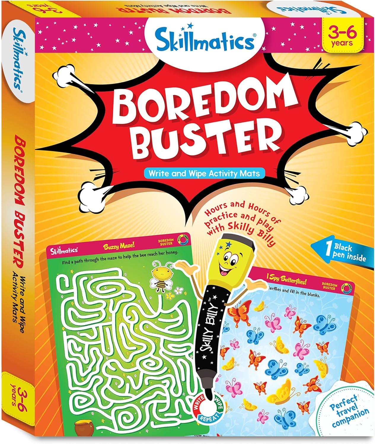 Arjoos | Skillmatics Boredom Buster - Reusable Activity Mats | Educational Game with Dry-Erase Marker, Gifts, Travel Toy for Kids | Gifts for Boys & Girls- (ages 3-6)