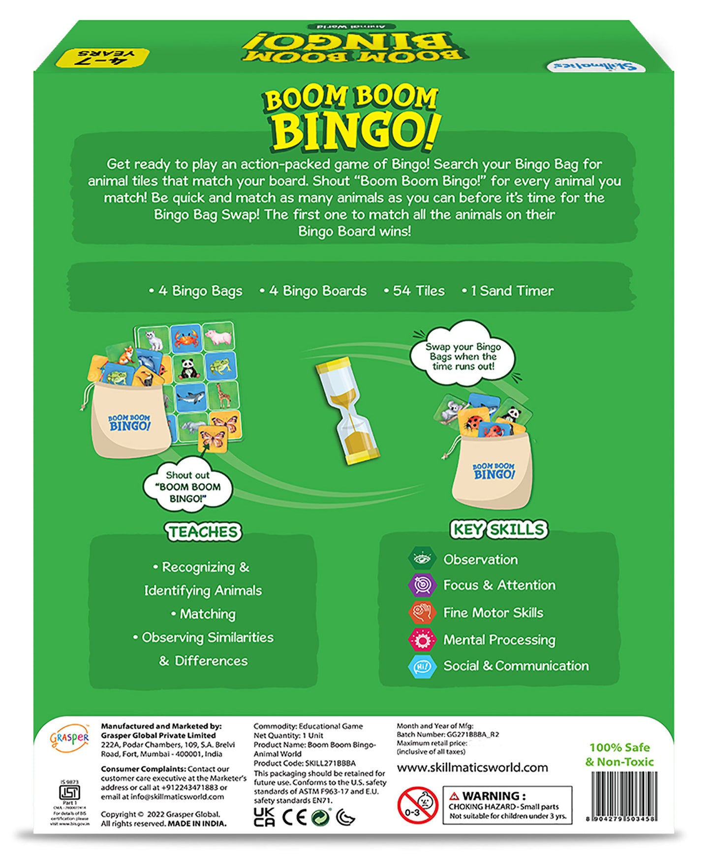 Arjoos | Skillmatics Animal World Boom Boom Bingo Board Game | Preschool Board Game | Gifts for Boys & Girls - Ages ( 4 -7 yrs )