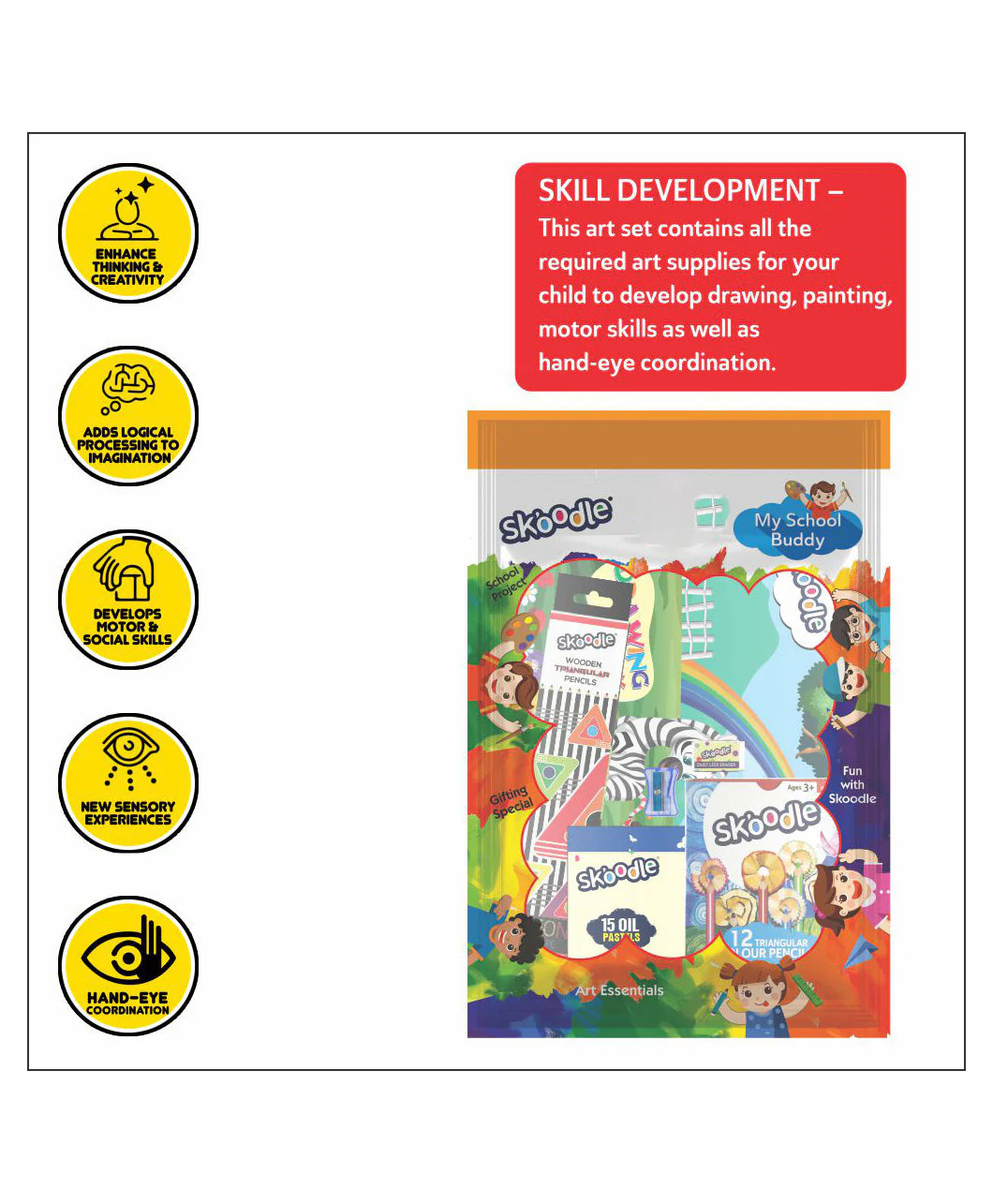 Arjoos | Skoodle My School Buddy Art Kit | Birthday Gifts for Kids - Pack of 1 - ( Ages - 3+ )