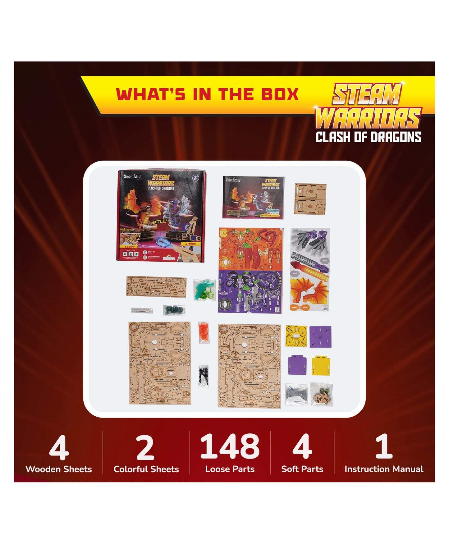 Arjoos | Smartivity Clash of Dragons STEM DIY Fun Fighting Battle Game - 174 Pieces