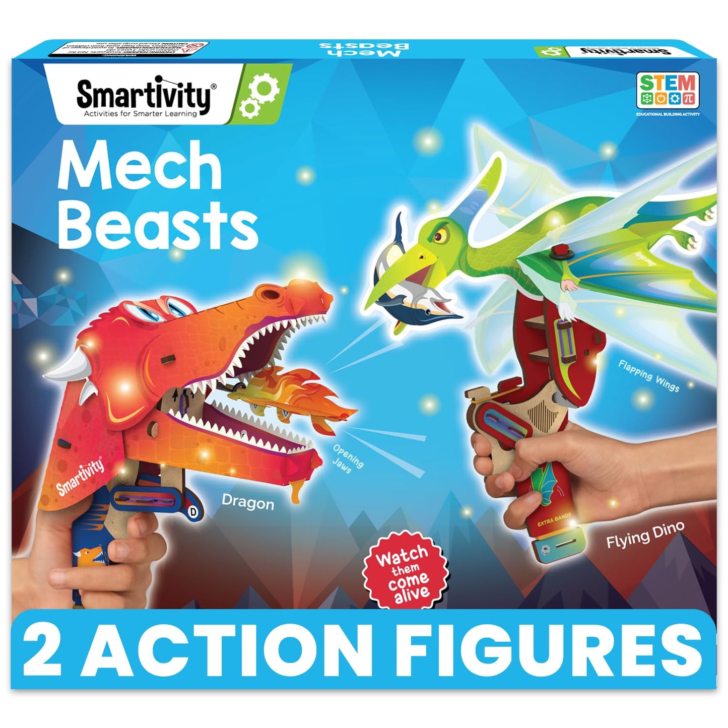 Arjoos | Smartivity Mech Beasts | Flying Dinosaur & Fire Dragon Action Toys for Kids | DIY Science Toy for Kids | STEM Wooden Construction Game | Birthday Gifts for Boys & Girls - Ages ( 6 -14 yrs )