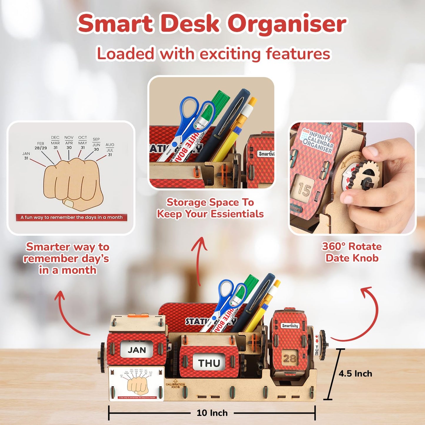 Arjoos | Smartivity Table-Top Infinity Calendar & Desk Organizer for Kids