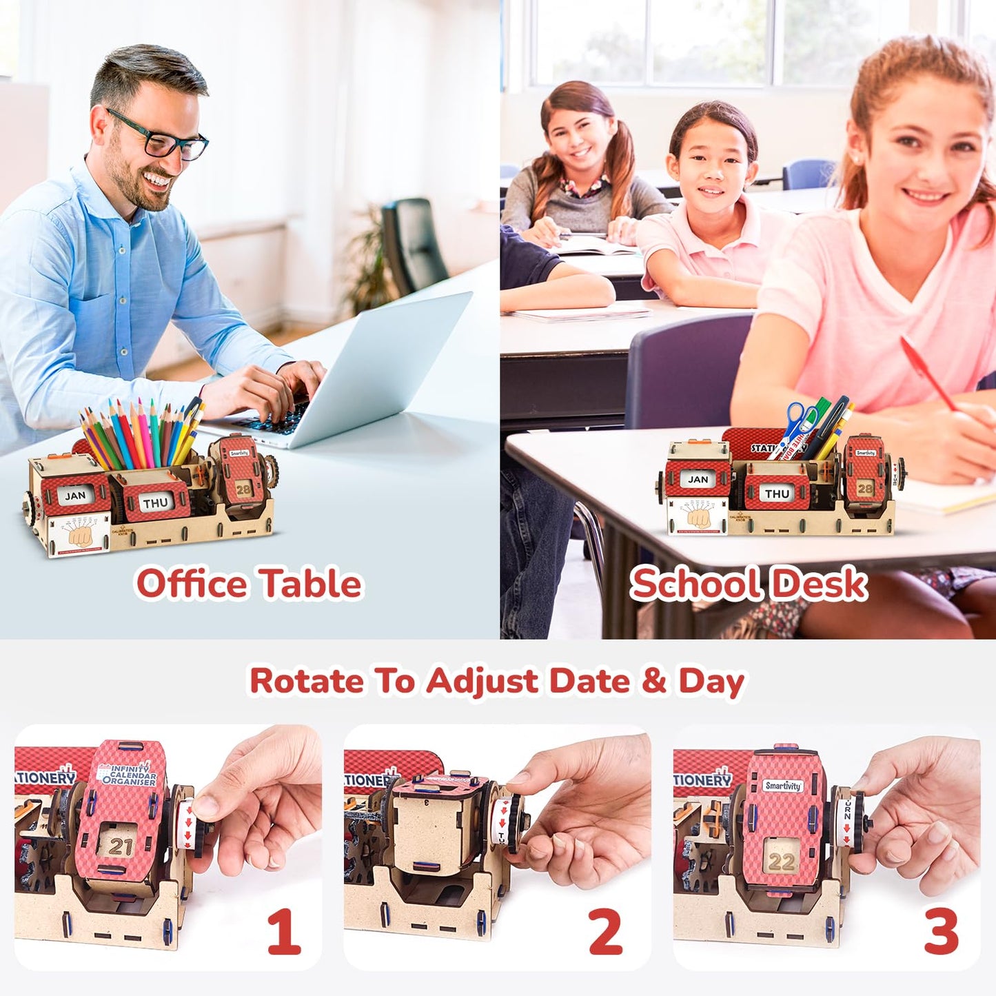 Arjoos | Smartivity Table-Top Infinity Calendar & Desk Organizer for Kids